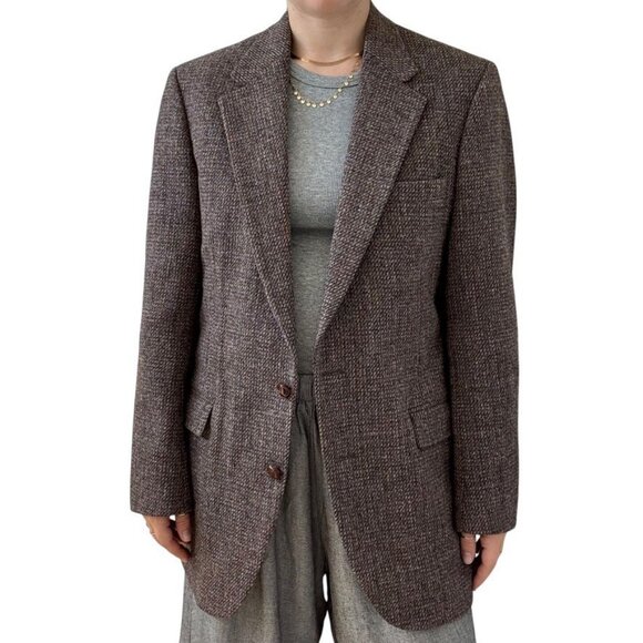 Vintage Harris Tweed Brown Wool Woven in Scotland Academic Blazer Sport Coat 42L - Picture 3 of 9